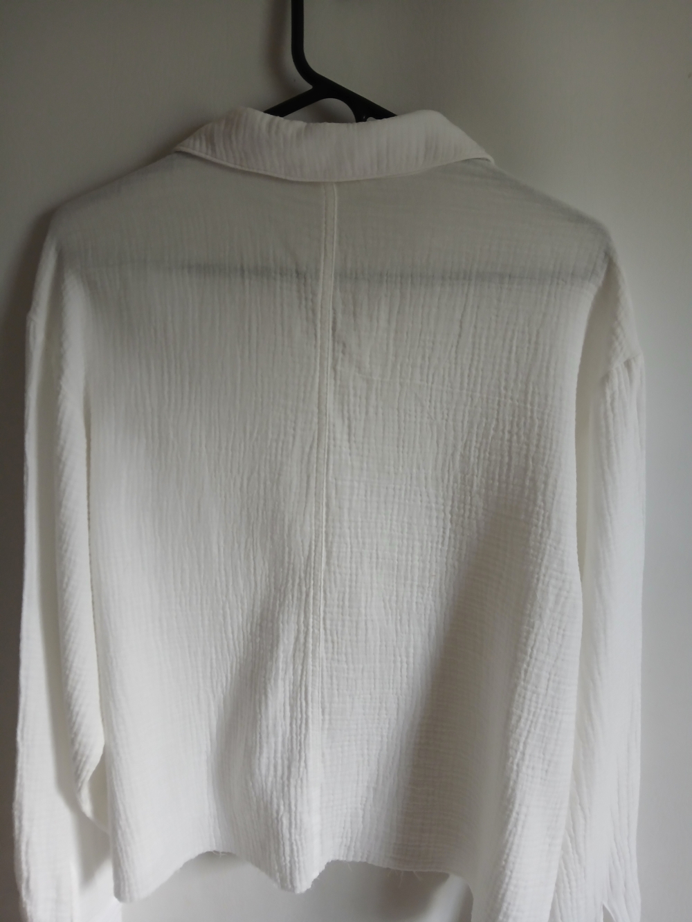 Altar'd State White Cotton Gauze Button-Up Oversized Blouse Frayed Hem - Picture 11 of 15